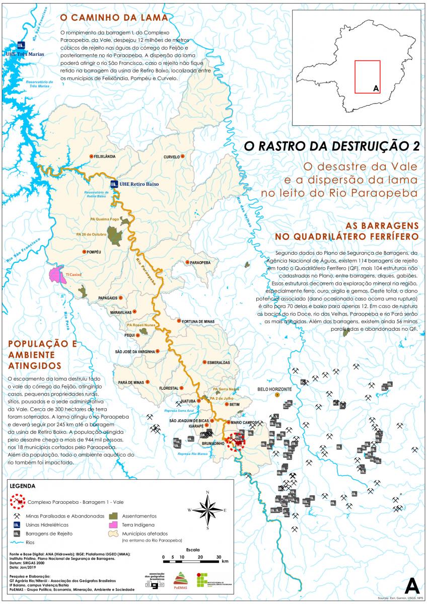 Mapa O Caminho da Lama em Brumadinho (MG)