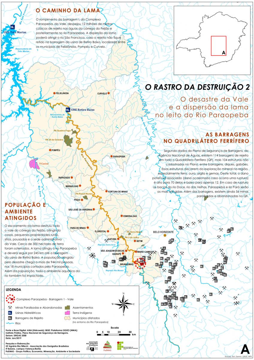 Mapa O Caminho da Lama em Brumadinho (MG)